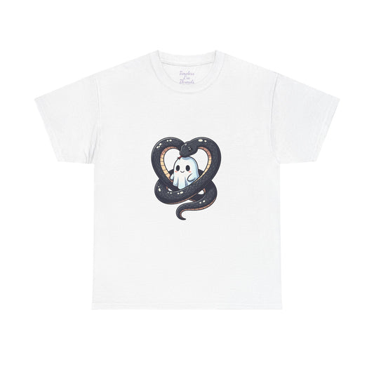 Cute Ghost in Snake heart Unisex Heavy Cotton Tee | Spooky Graphic Tee, Halloween Shirt,  Unique Design