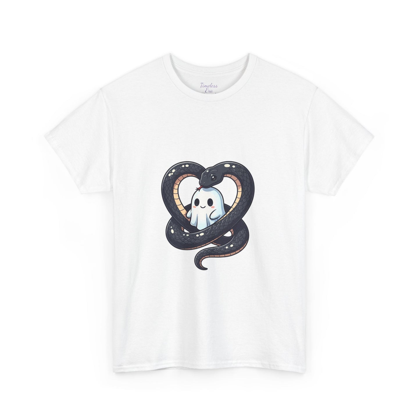 Cute Ghost in Snake heart Unisex Heavy Cotton Tee | Spooky Graphic Tee, Halloween Shirt,  Unique Design