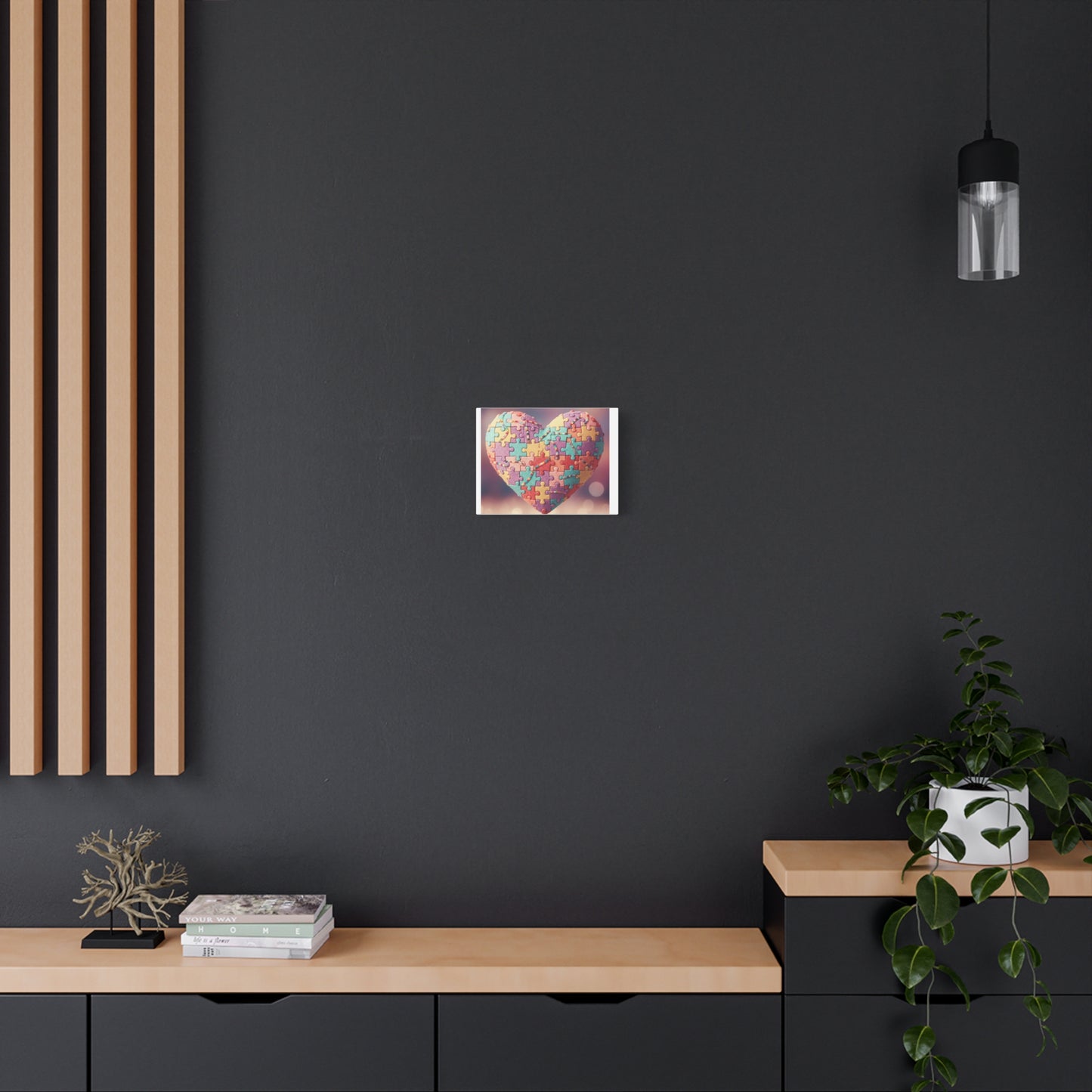 Colorful Puzzle Heart Canvas Wall Art
