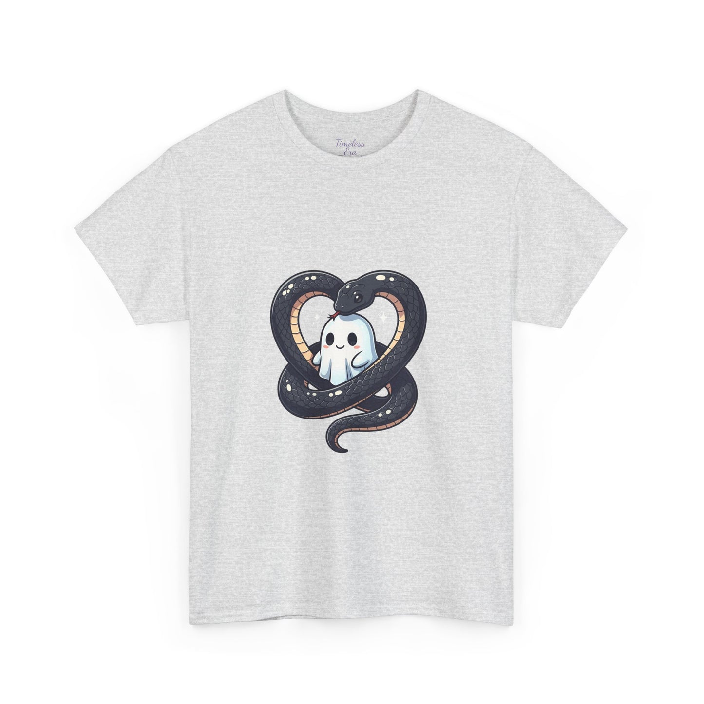 Cute Ghost in Snake heart Unisex Heavy Cotton Tee | Spooky Graphic Tee, Halloween Shirt,  Unique Design